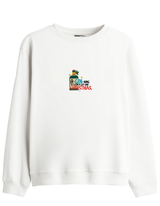 GIN-NING Baskılı Bisiklet Yaka Sweatshirt