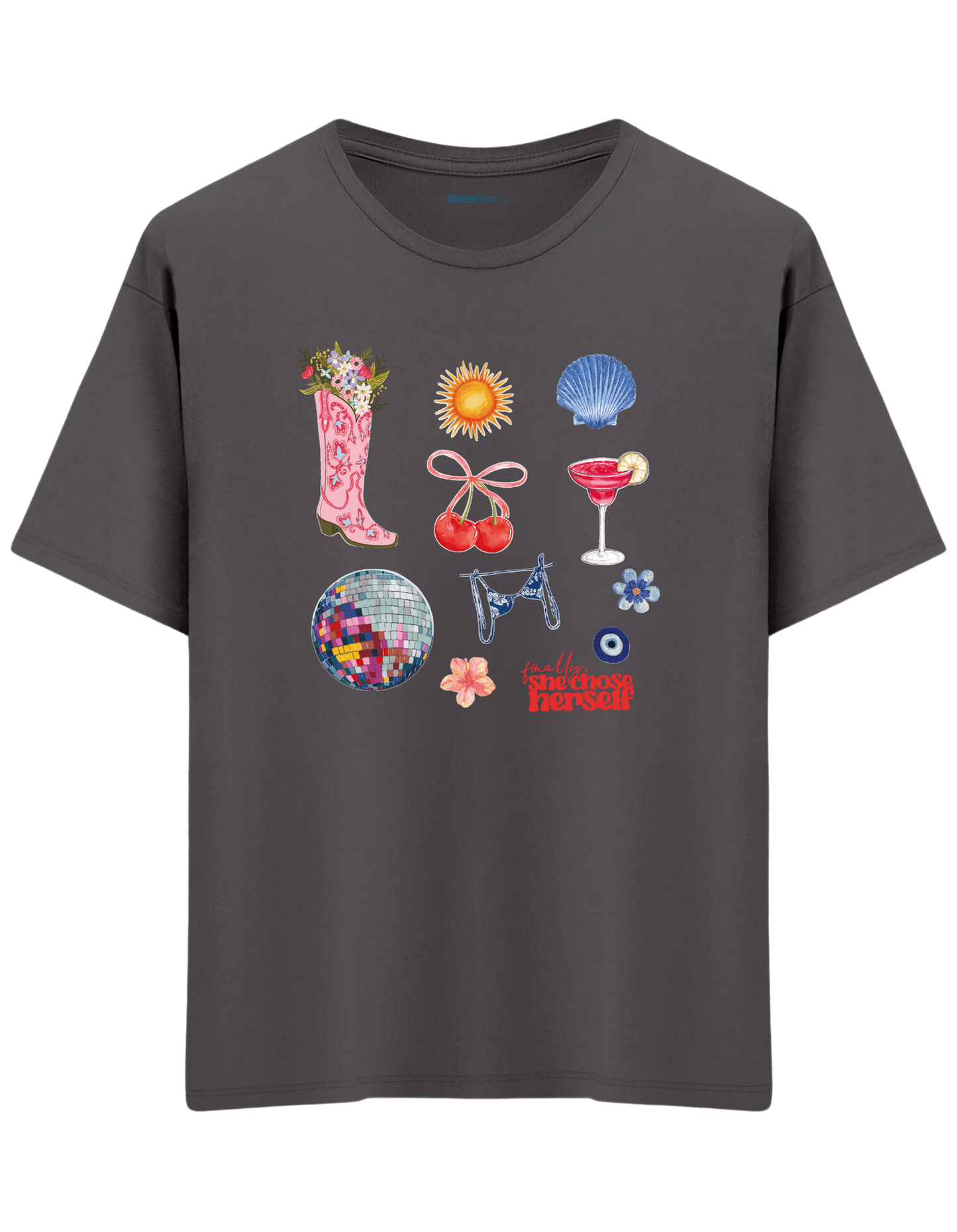 Self Love Baskılı Bisiklet Yaka Oversize T-shirt