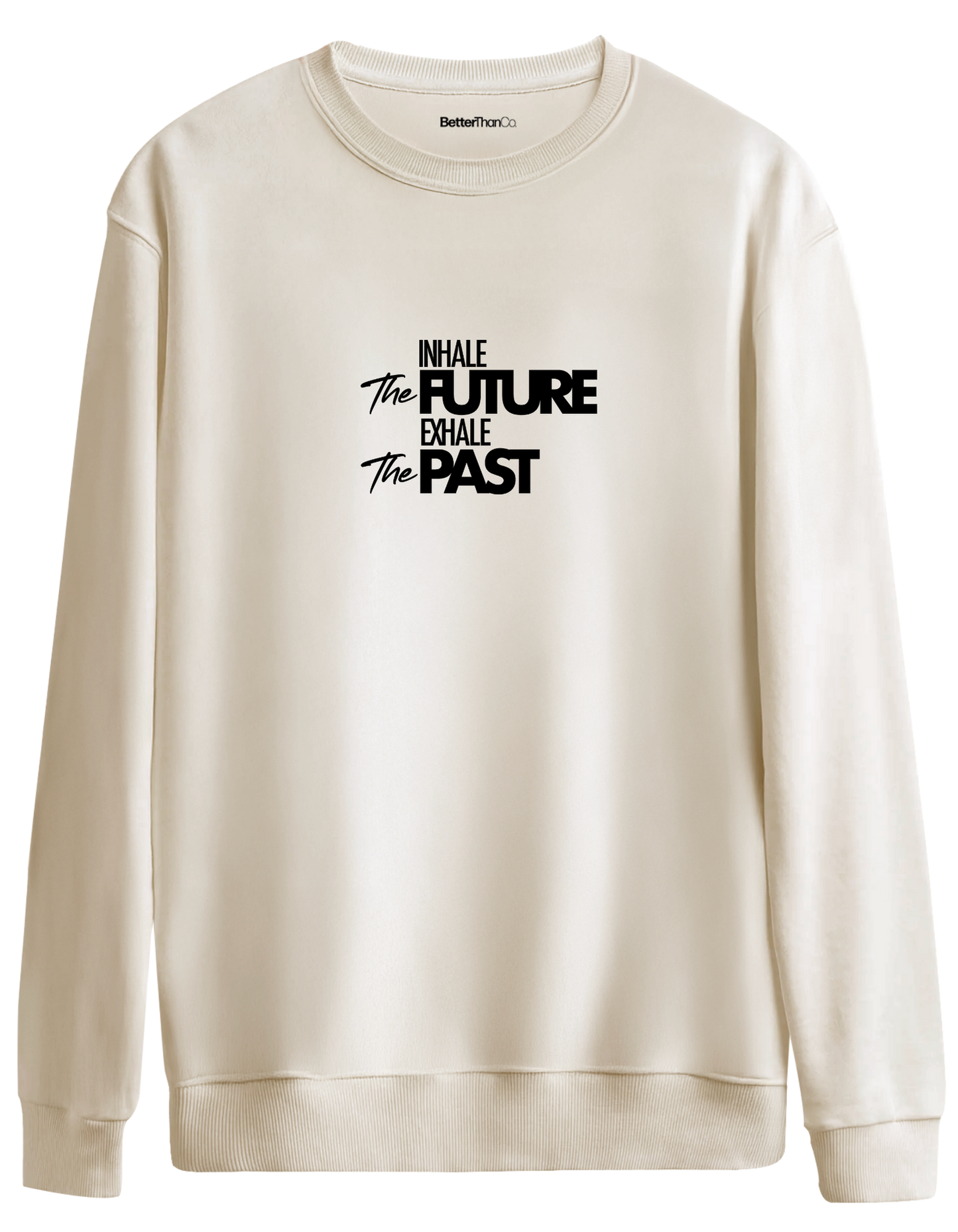 Inhale Exhale Baskılı Bisiklet Yaka Oversize Sweatshirt