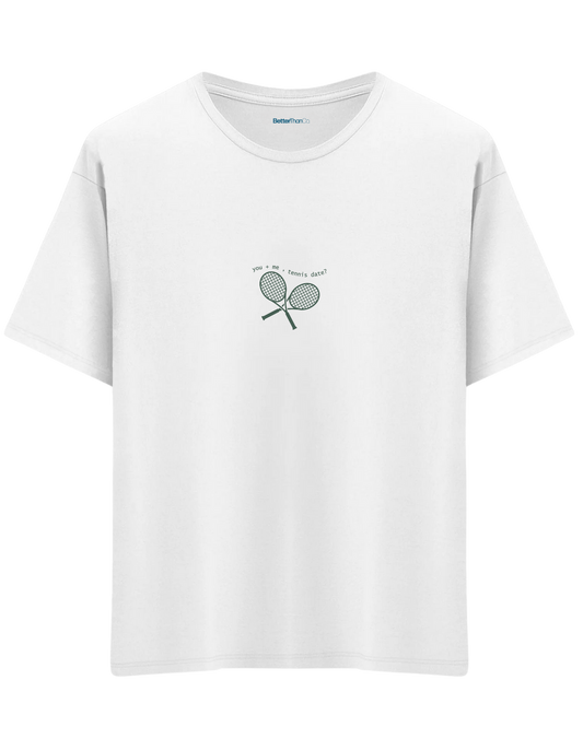 Tennis Date Baskılı Bisiklet Yaka Oversize T-shirt