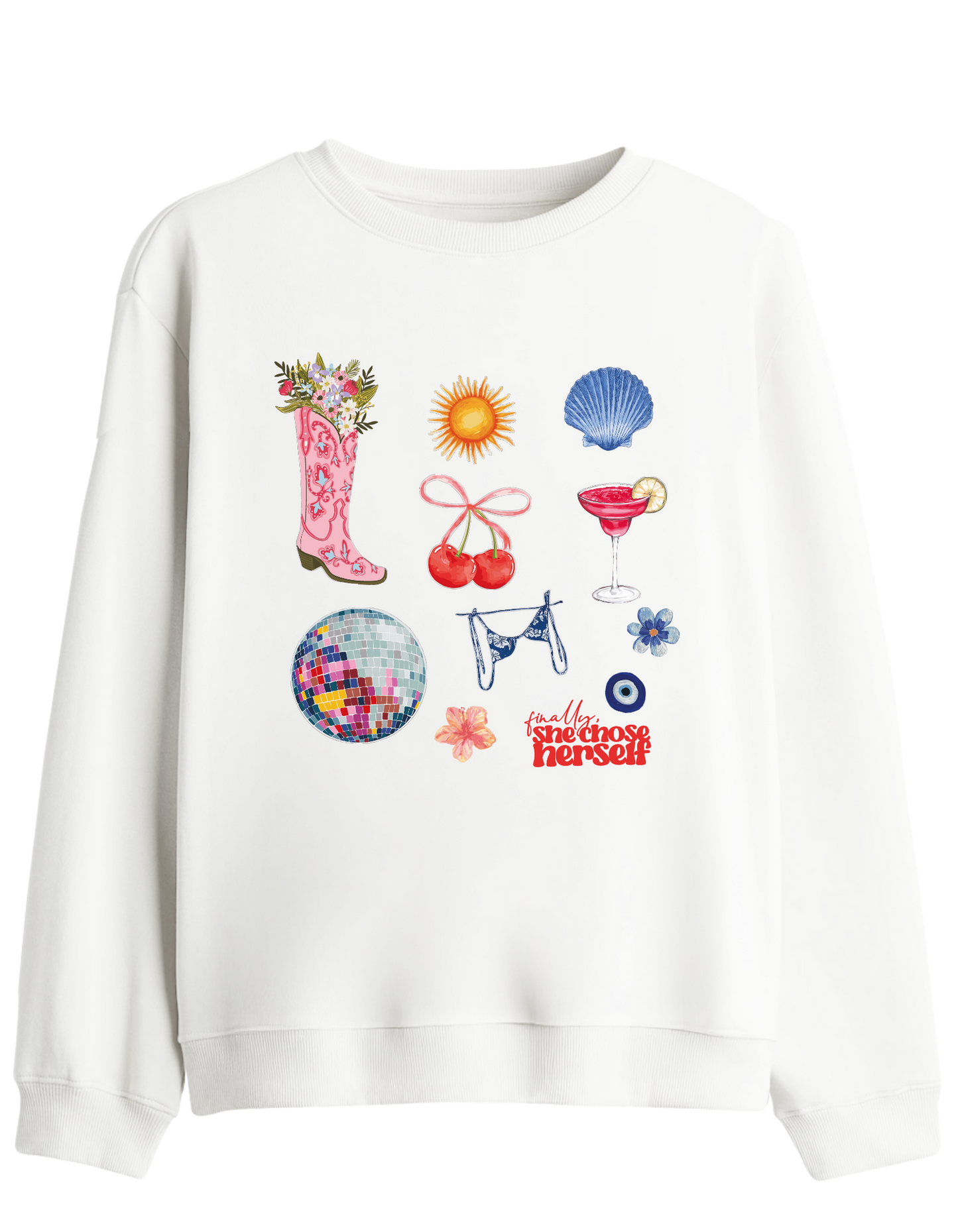 Self Love Baskılı Bisiklet Yaka Sweatshirt