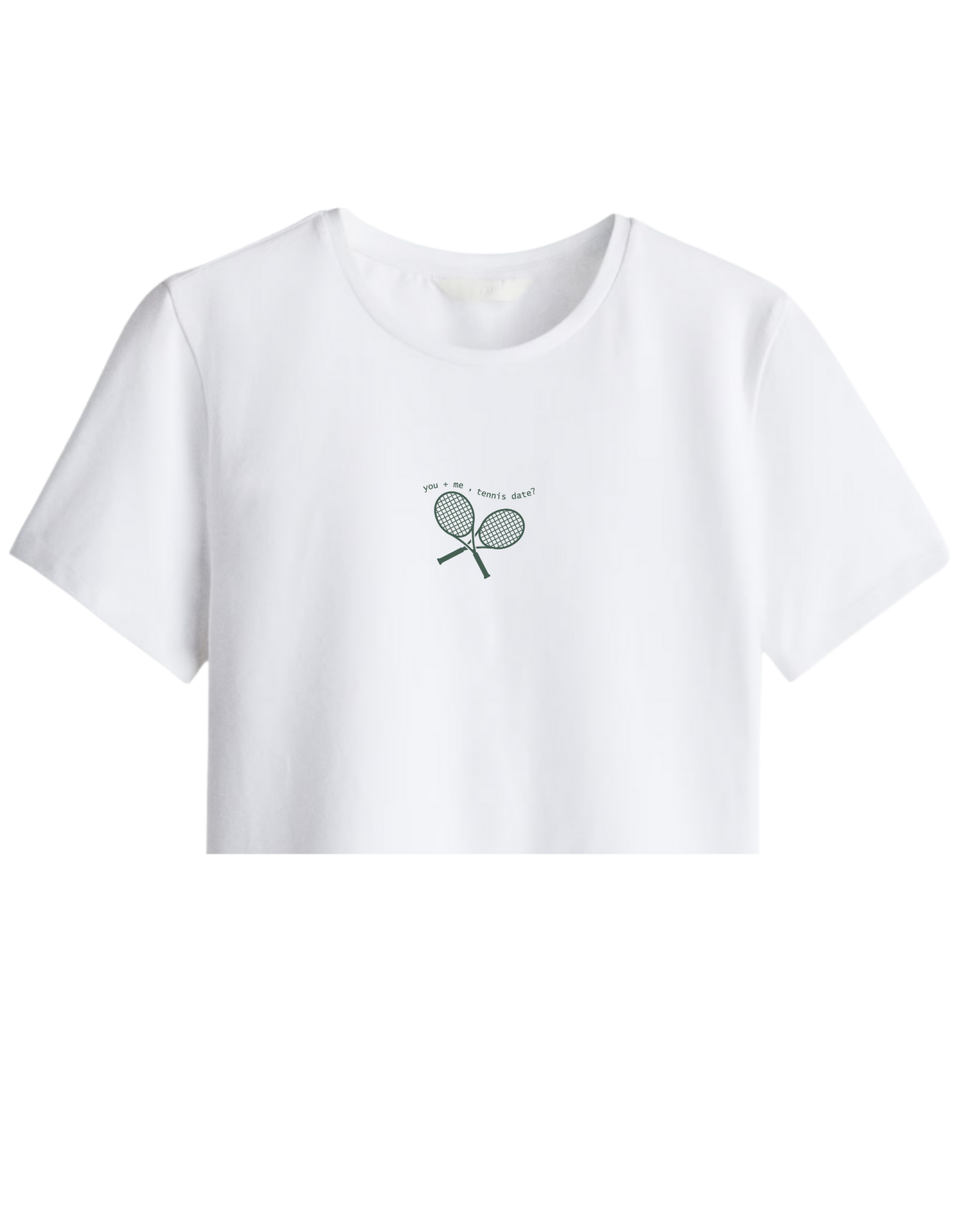 Tennis Date Baskılı Bisiklet Yaka Crop T-shirt