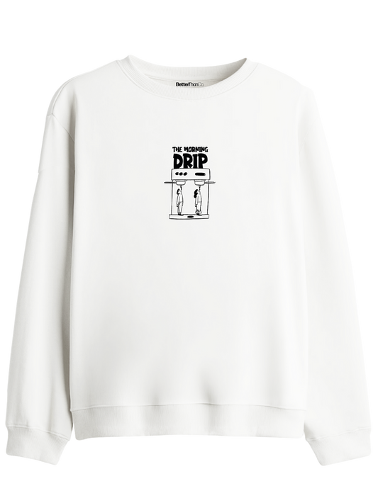 Morning Drip Baskılı Bisiklet Yaka Sweatshirt