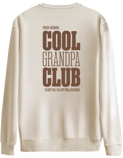 Cool Grandpa Club Baskılı Bisiklet Yaka Oversize Sweatshirt