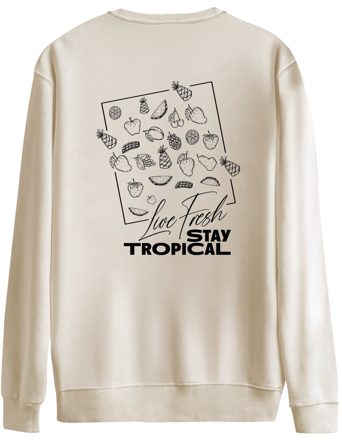 Tropical Baskılı Bisiklet Yaka Oversize Sweatshirt