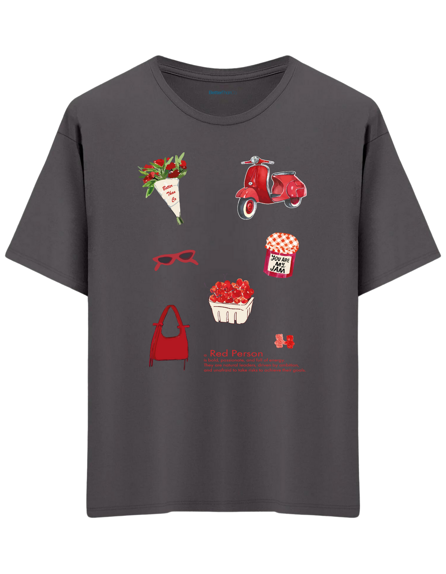 Red Person Baskılı Bisiklet Yaka Oversize T-shirt