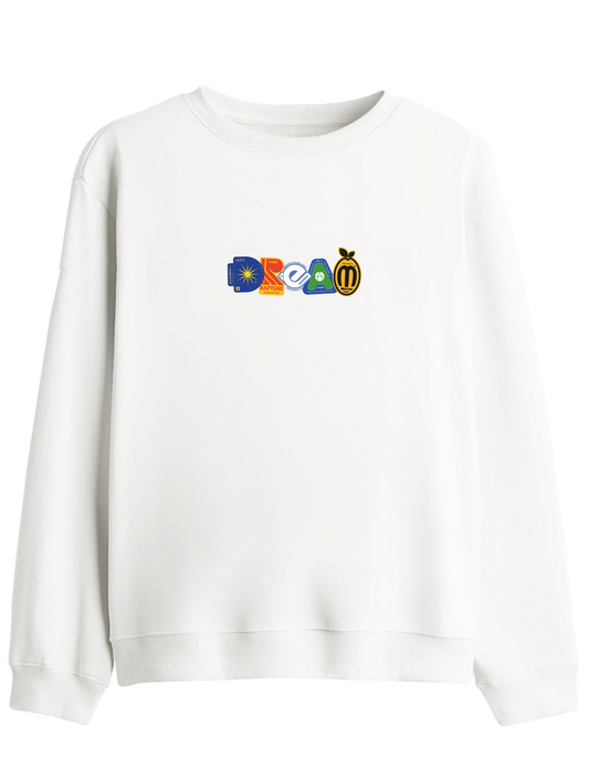 Dream Baskılı Bisiklet Yaka Sweatshirt