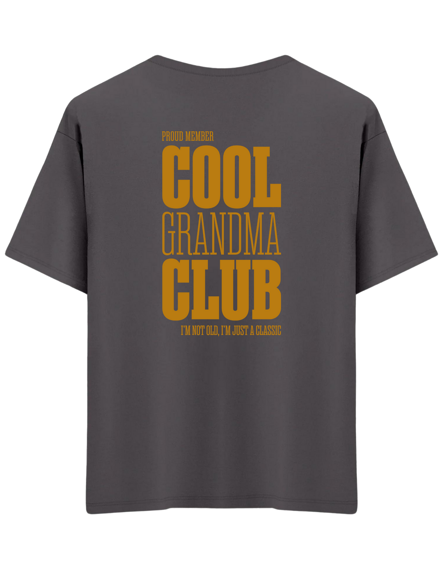 Cool Grandma Club Baskılı Bisiklet Yaka Oversize T-shirt