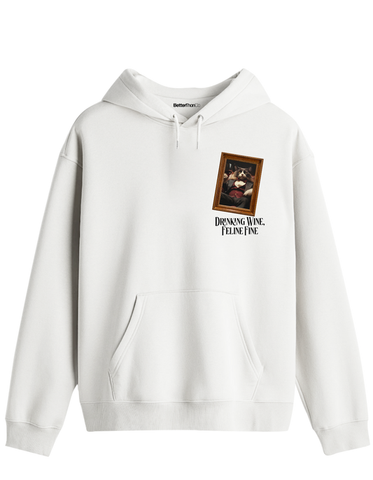 Feline Fine Baskılı Unisex Kapüşonlu Yaka Hoodie