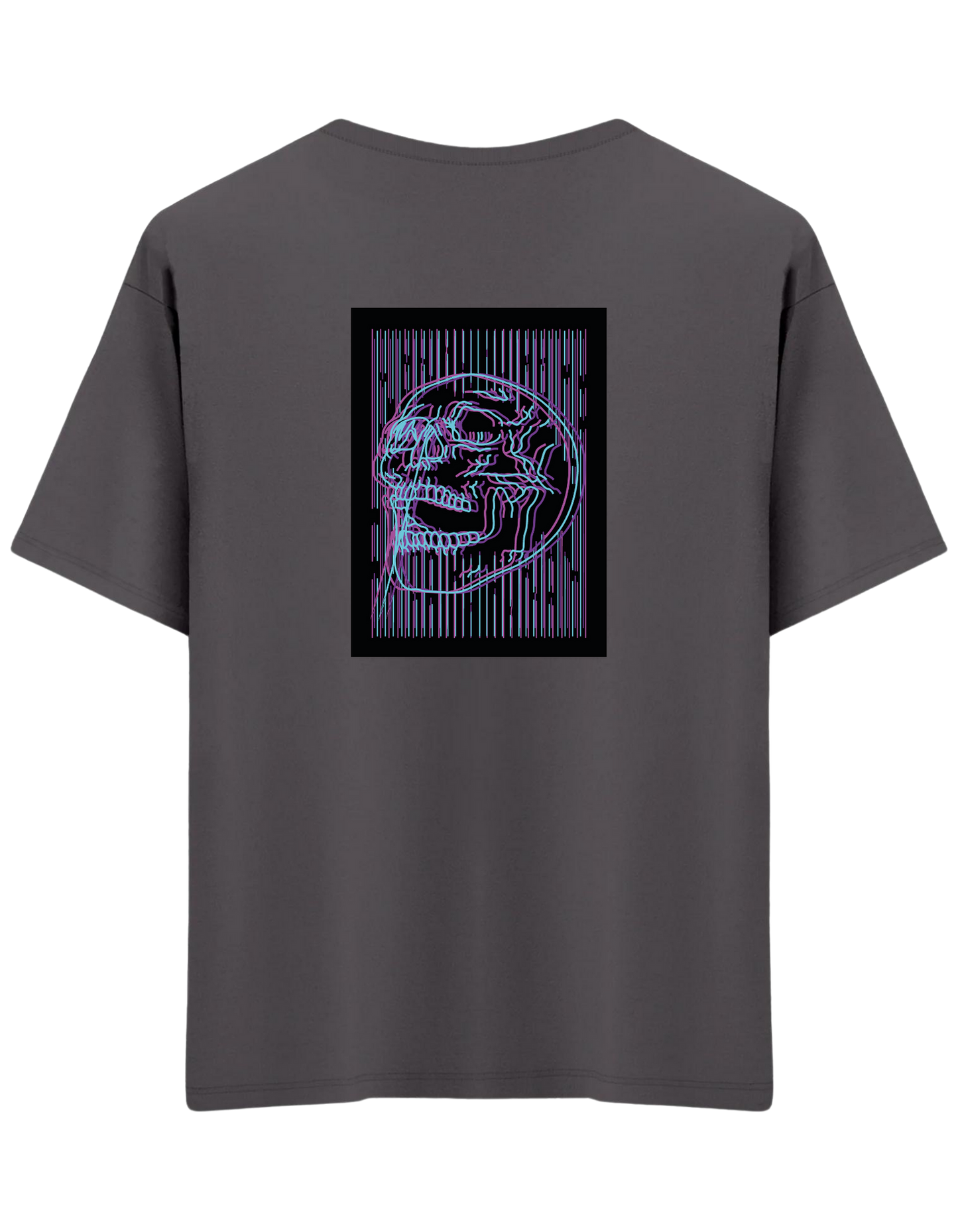 Neon Baskılı Bisiklet Yaka Oversize T-shirt