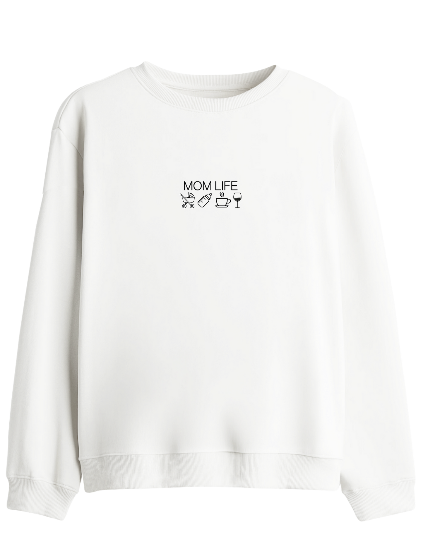 Mom Life Baskılı Bisiklet Yaka Sweatshirt