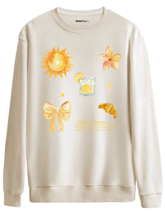 Yellow Person Baskılı Bisiklet Yaka Oversize Sweatshirt