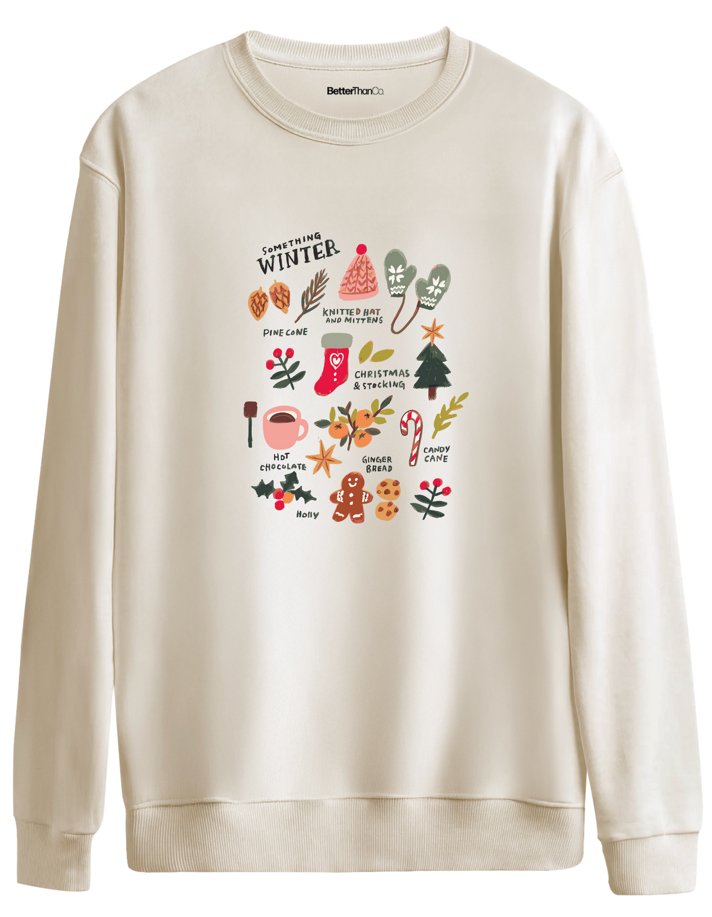 Winter Baskılı Bisiklet Yaka Oversize Sweatshirt