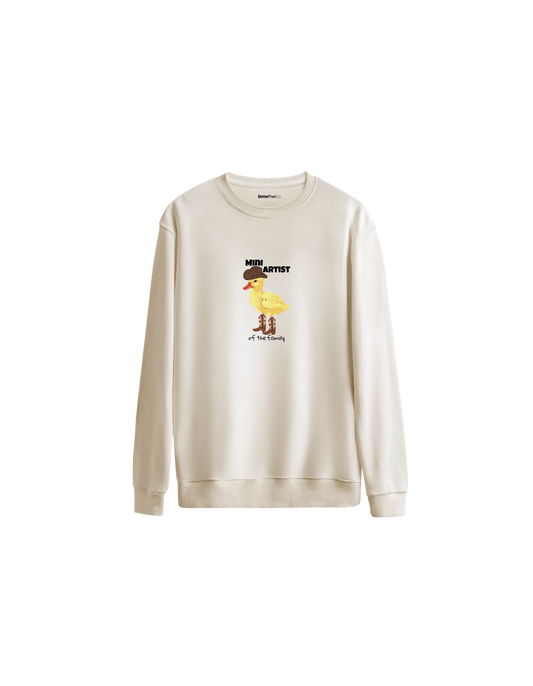 Mini Artist Baskılı Oversize Bisiklet Yaka Çocuk Sweatshirt