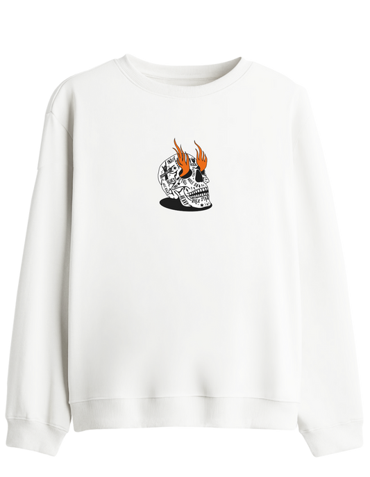 Rock Star Baskılı Bisiklet Yaka Sweatshirt