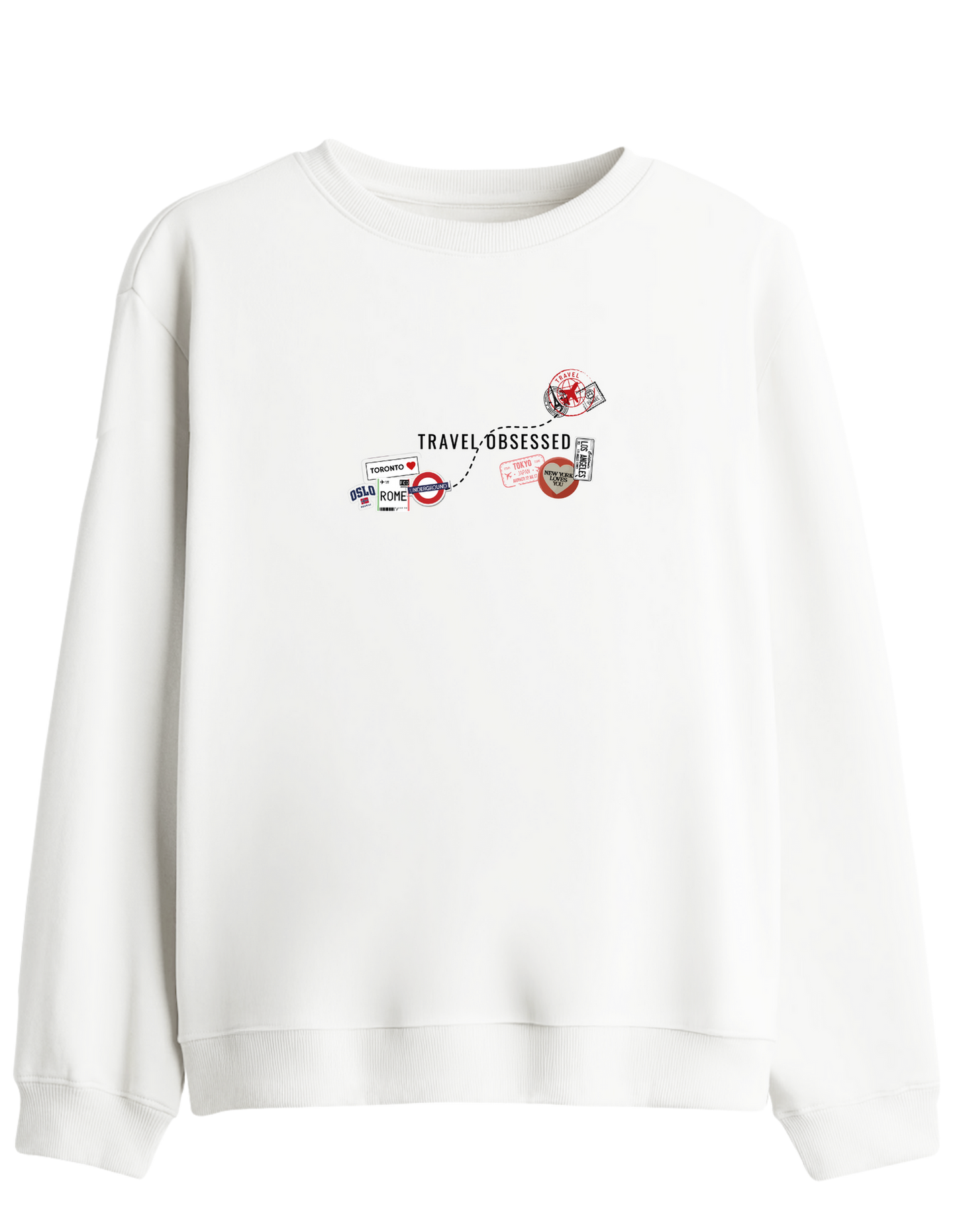 Travel Obsessed Baskılı Bisiklet Yaka Sweatshirt