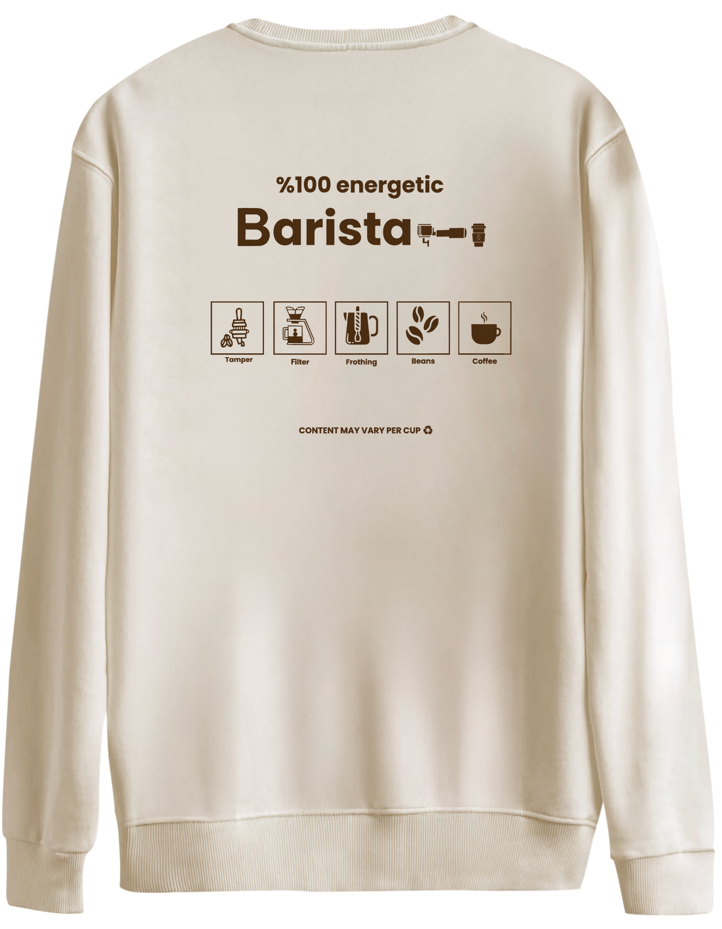 Barista Baskılı Bisiklet Yaka Oversize Sweatshirt