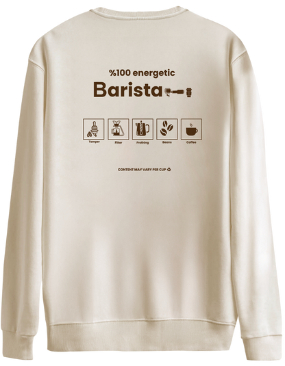 Barista Baskılı Bisiklet Yaka Oversize Sweatshirt