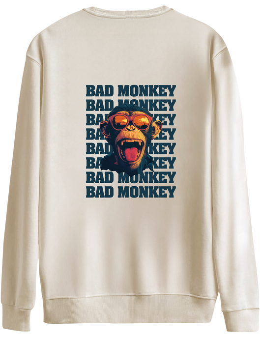 Bad Monkey Baskılı Bisiklet Yaka Oversize Sweatshirt