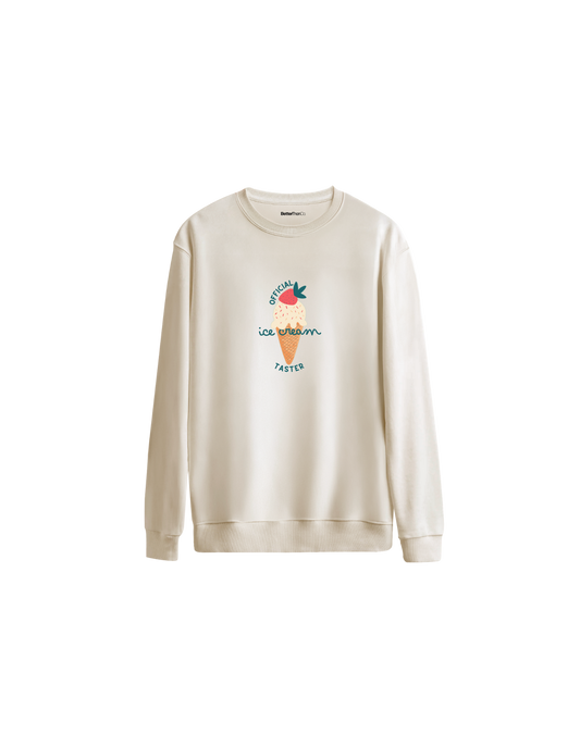 Ice Cream Baskılı Oversize Bisiklet Yaka Çocuk Sweatshirt