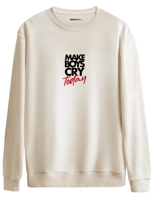 Today Baskılı Bisiklet Yaka Oversize Sweatshirt