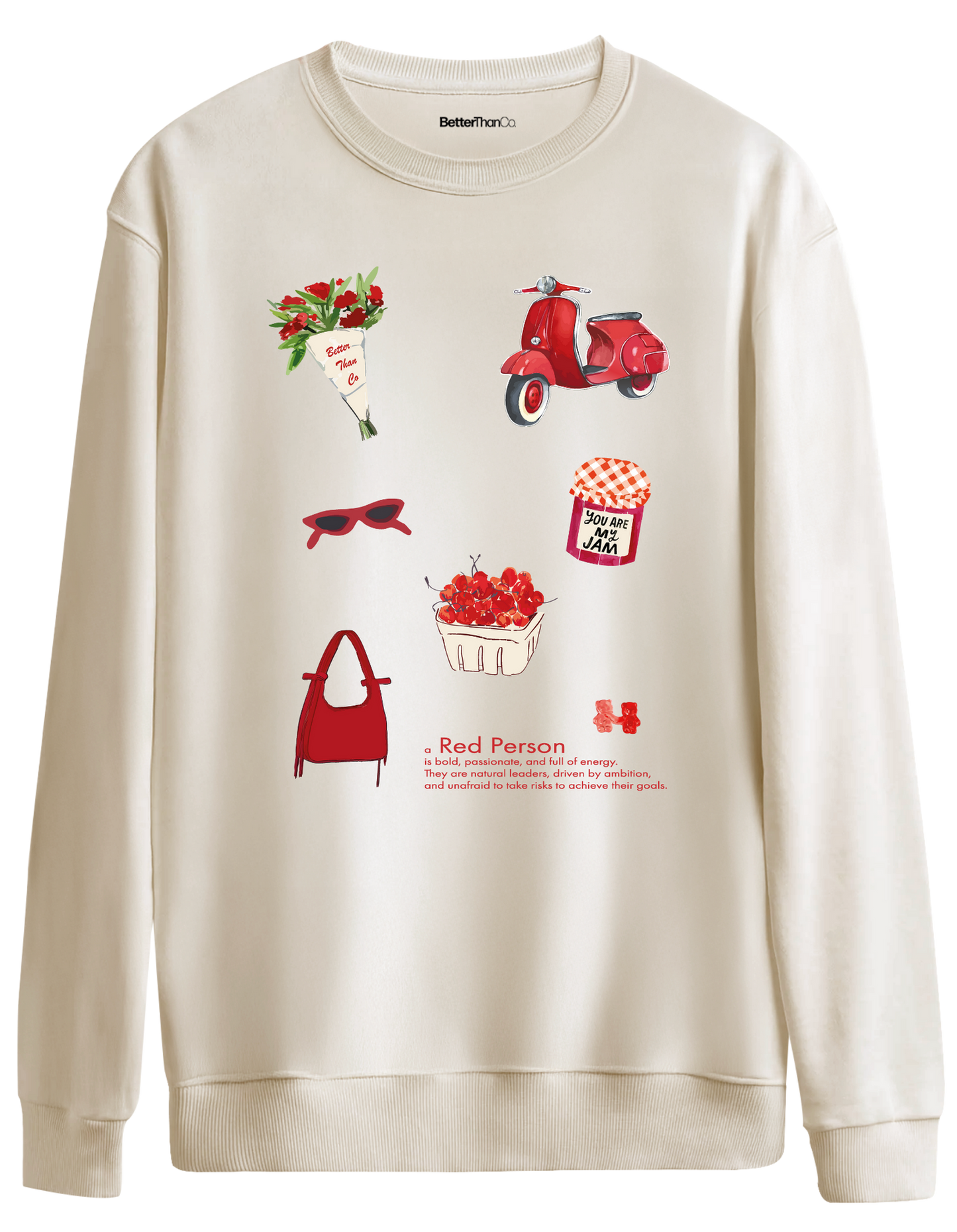 Red Person Baskılı Bisiklet Yaka Oversize Sweatshirt