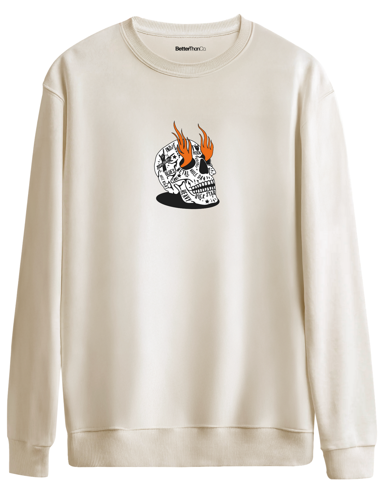 Rock Star Baskılı Bisiklet Yaka Oversize Sweatshirt