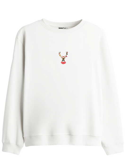 Reindeer Baskılı Bisiklet Yaka Sweatshirt