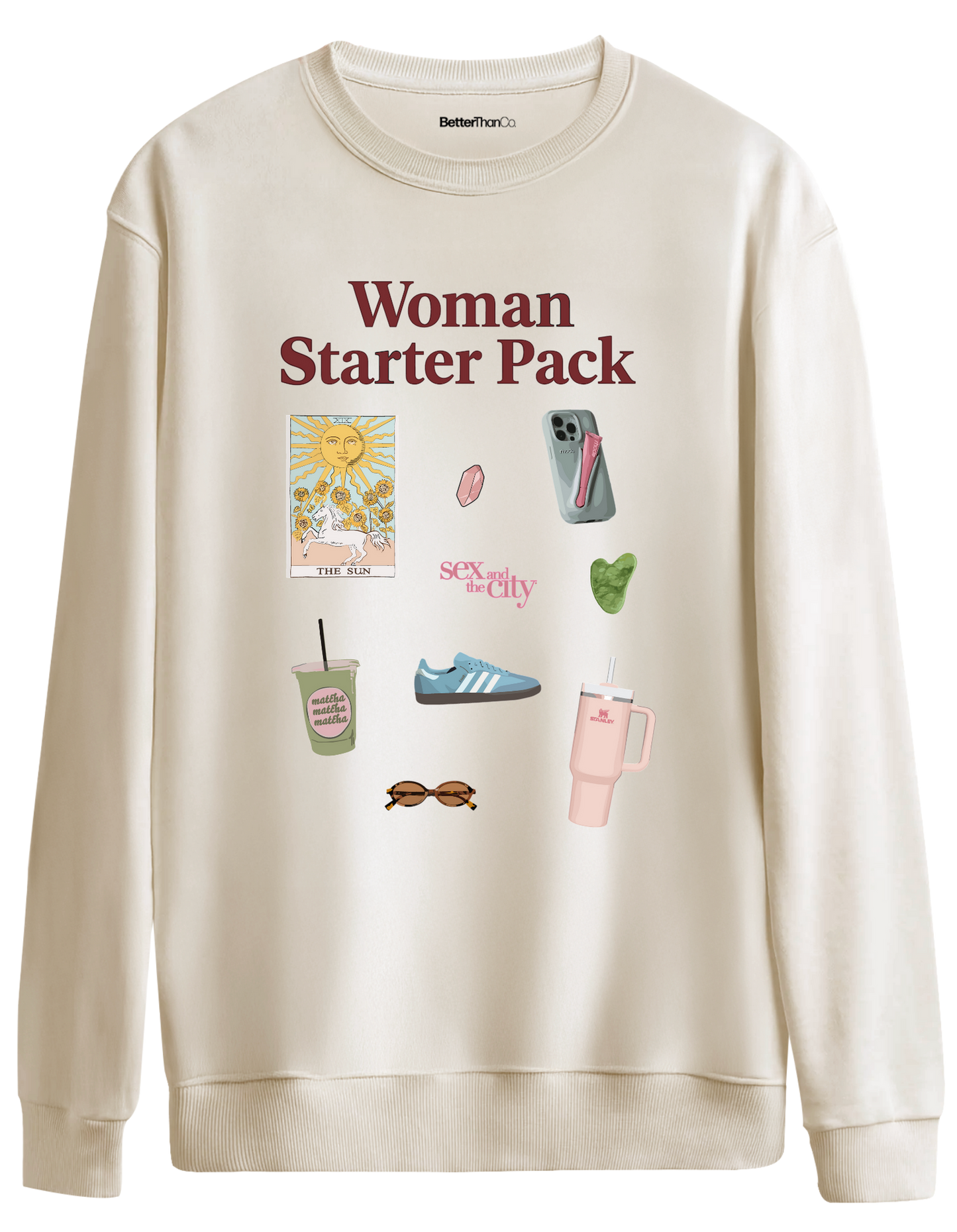 Woman Starter Pack Baskılı Bisiklet Yaka Oversize Sweatshirt