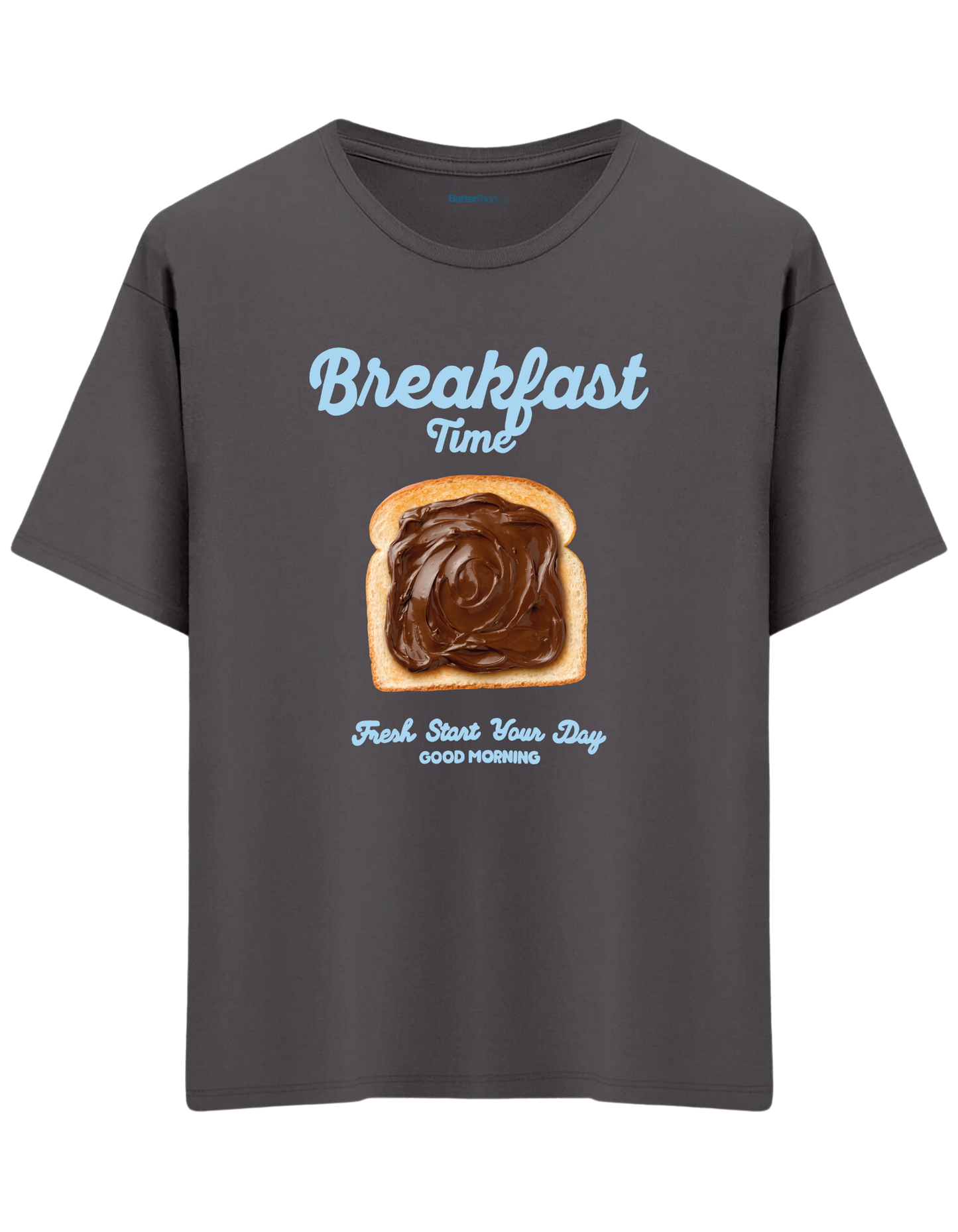Breakfast Time Baskılı Bisiklet Yaka Oversize T-shirt
