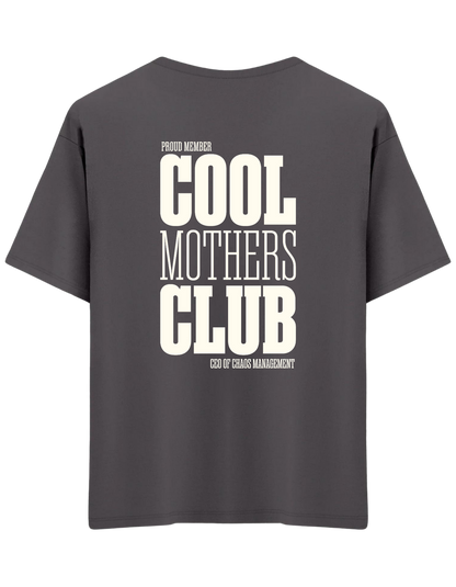 Cool Mothers Club Baskılı Bisiklet Yaka Oversize T-shirt