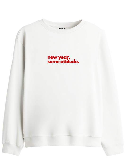 Happy New Year Baskılı Bisiklet Yaka Sweatshirt
