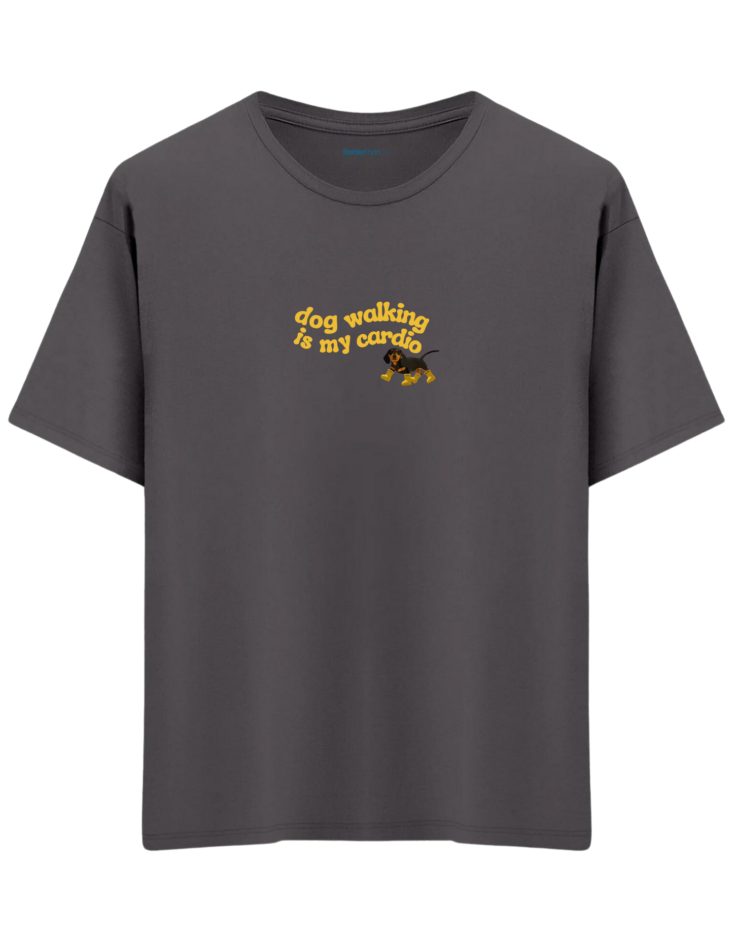 Dog Walking Baskılı Bisiklet Yaka Oversize T-shirt