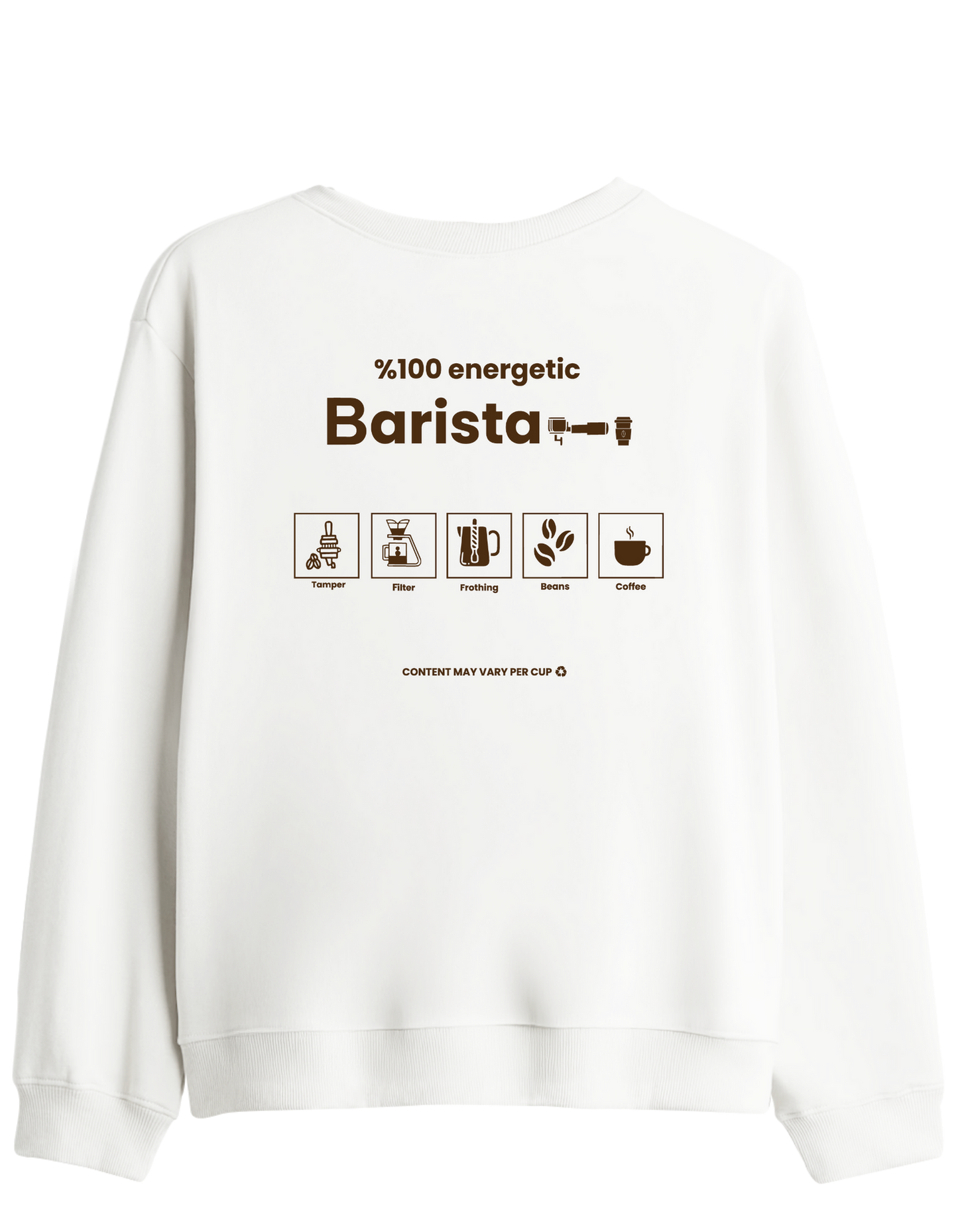 Barista Baskılı Bisiklet Yaka Sweatshirt