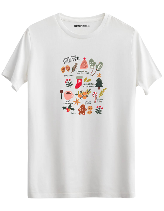 Winter Baskılı Bisiklet Yaka Regular T-shirt