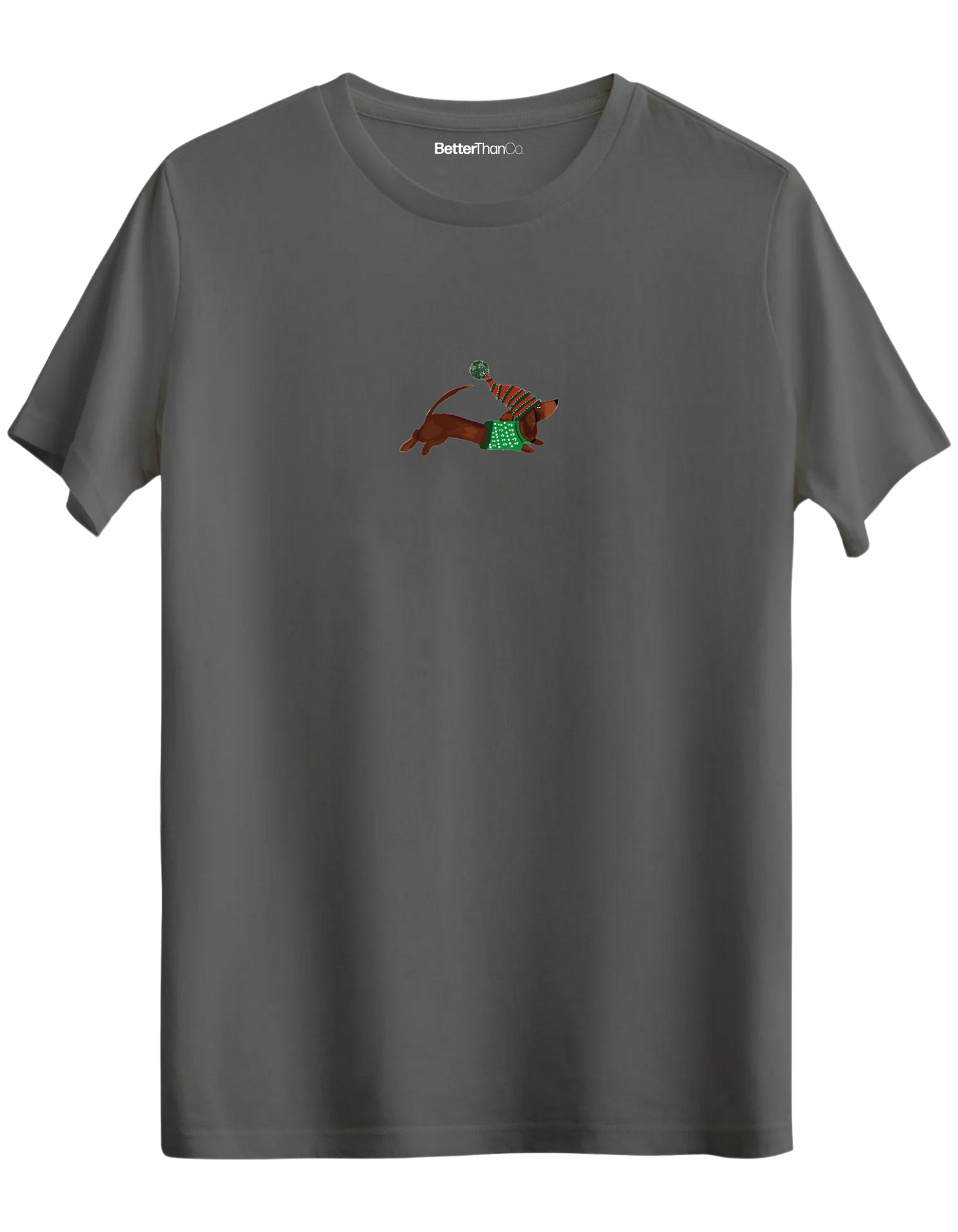 Santa Sausage Dog Baskılı Bisiklet Yaka Regular T-shirt