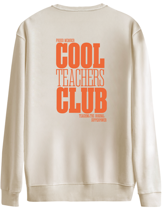 Cool Teachers Club Baskılı Bisiklet Yaka Oversize Sweatshirt