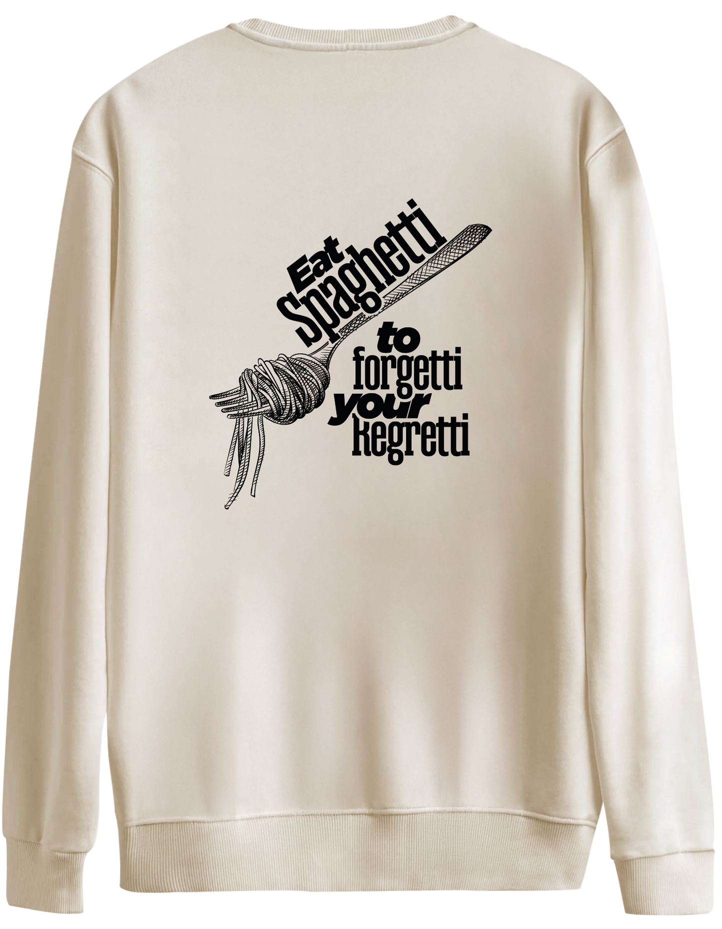 Spaghetti Baskılı Bisiklet Yaka Oversize Sweatshirt