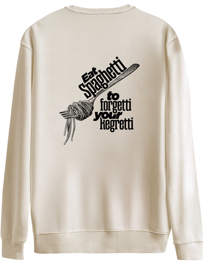 Spaghetti Baskılı Bisiklet Yaka Oversize Sweatshirt