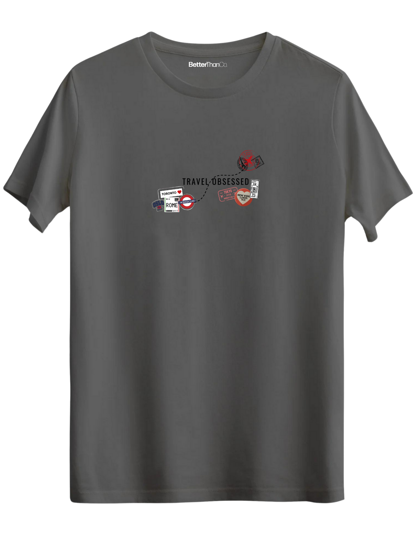 Travel Obsessed Baskılı Bisiklet Yaka Regular T-shirt