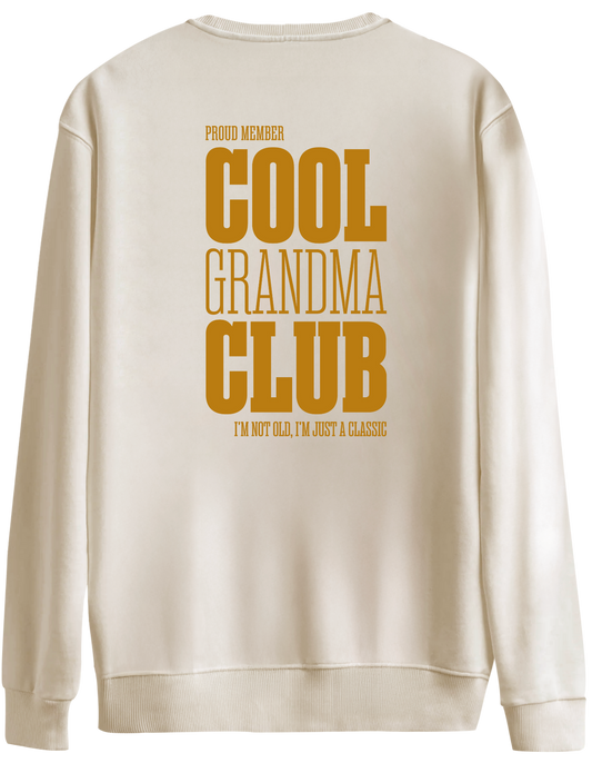 Cool Grandma Club Baskılı Bisiklet Yaka Oversize Sweatshirt