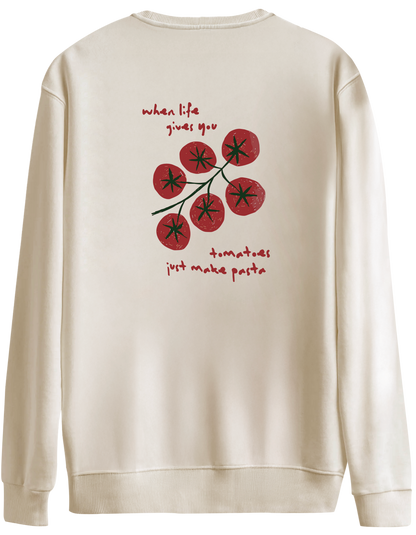 Tomatoes Baskılı Bisiklet Yaka Oversize Sweatshirt