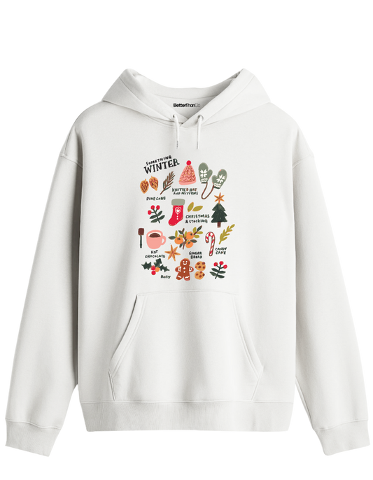 Winter Baskılı Unisex Kapüşonlu Yaka Hoodie