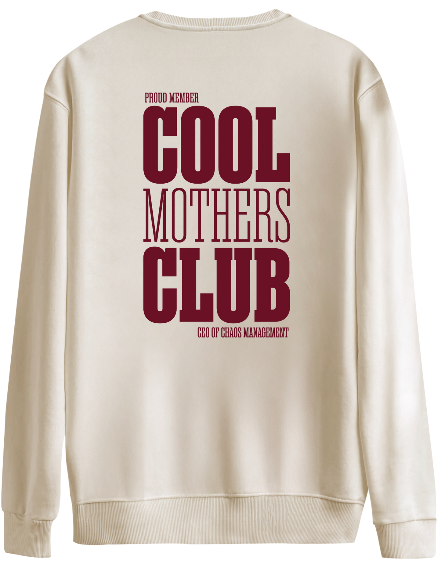 Cool Mothers Club Baskılı Bisiklet Yaka Oversize Sweatshirt