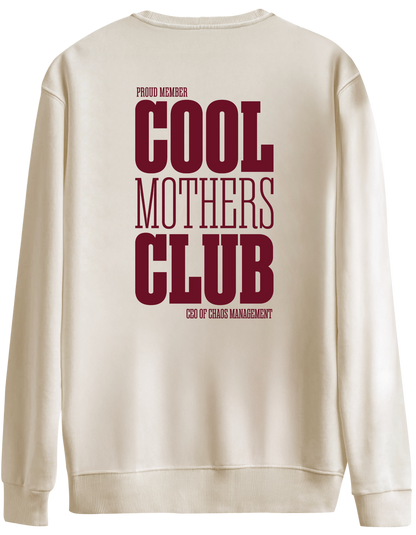 Cool Mothers Club Baskılı Bisiklet Yaka Oversize Sweatshirt