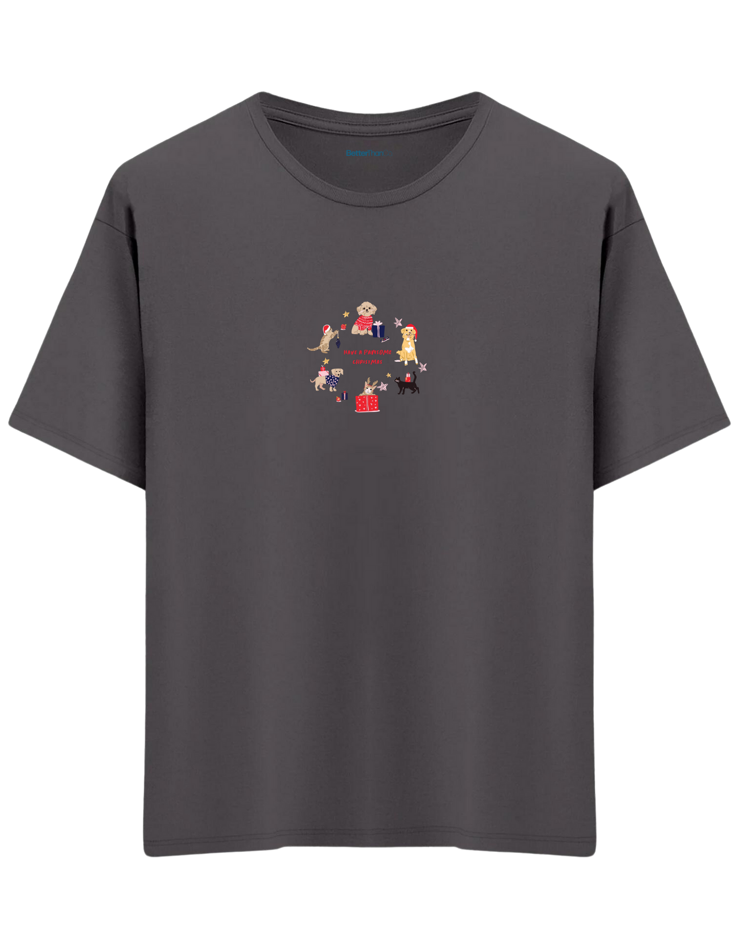 Paw-Mas Baskılı Bisiklet Yaka Oversize T-shirt