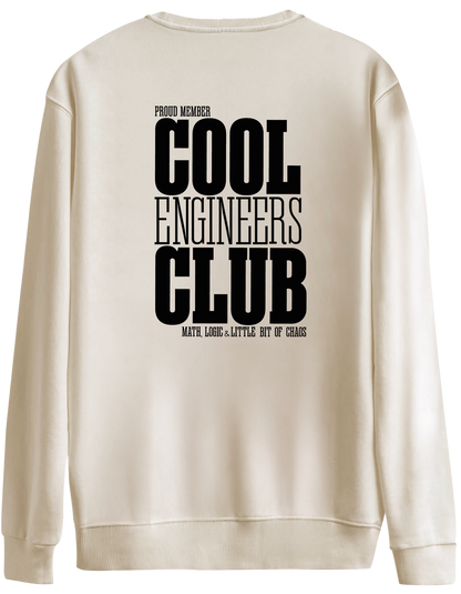 Cool Engineers Club Baskılı Bisiklet Yaka Oversize Sweatshirt