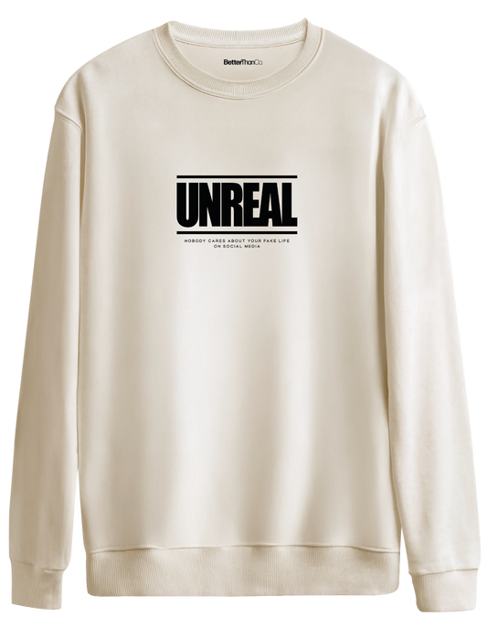 Unreal Baskılı Bisiklet Yaka Oversize Sweatshirt