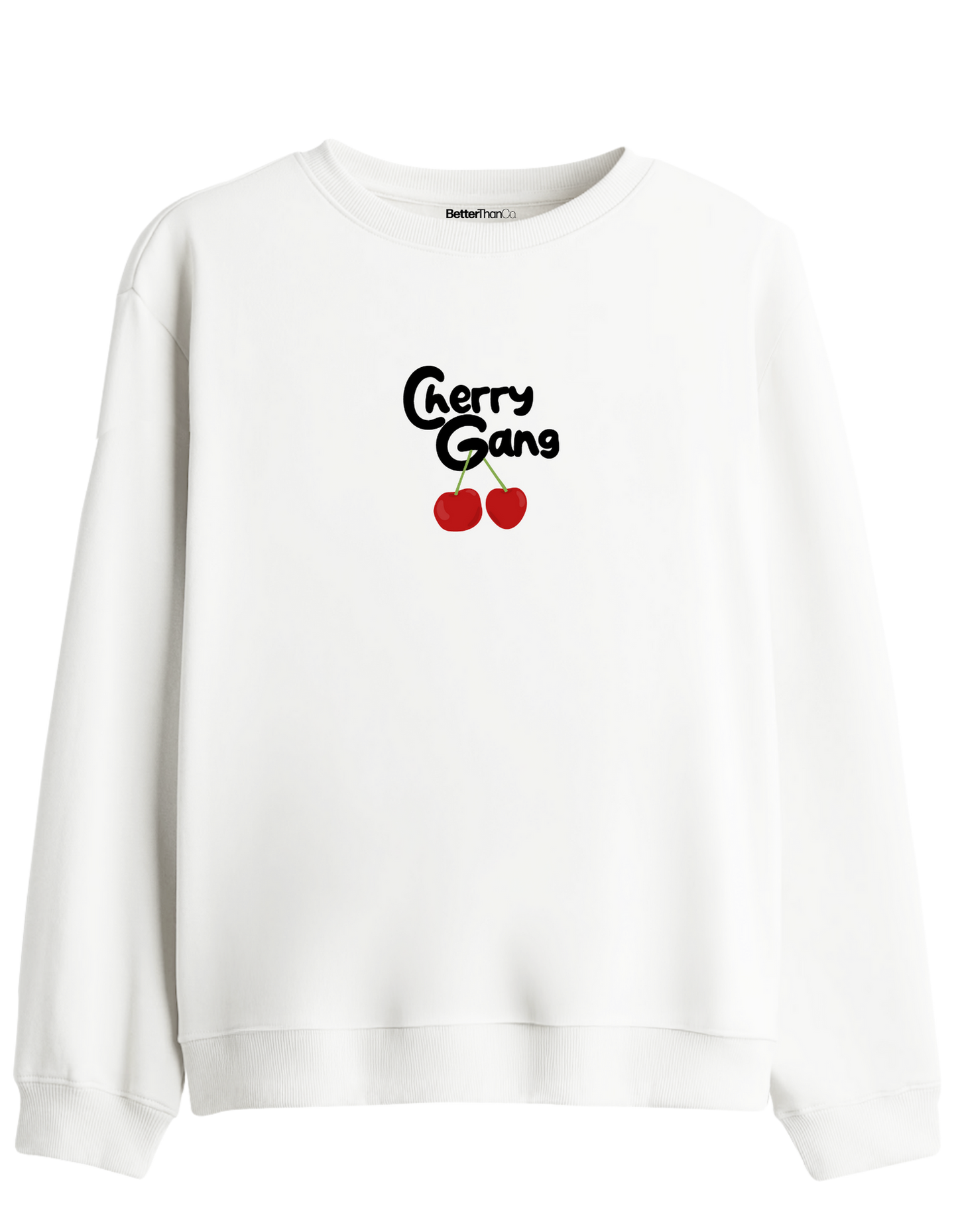 Cherry Gang Baskılı Bisiklet Yaka Sweatshirt