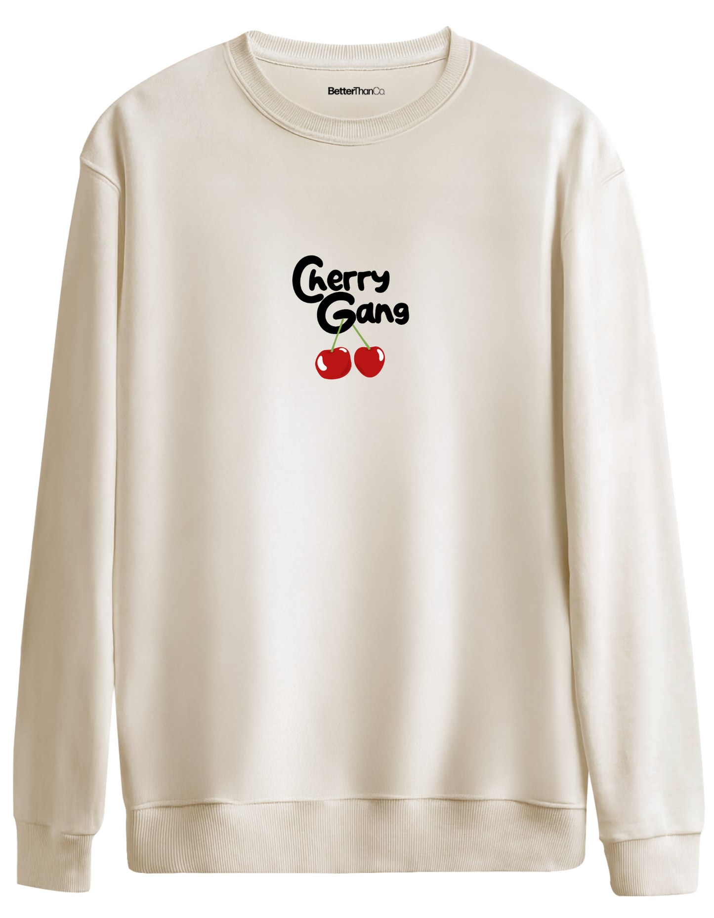 Cherry Gang Baskılı Bisiklet Yaka Oversize Sweatshirt